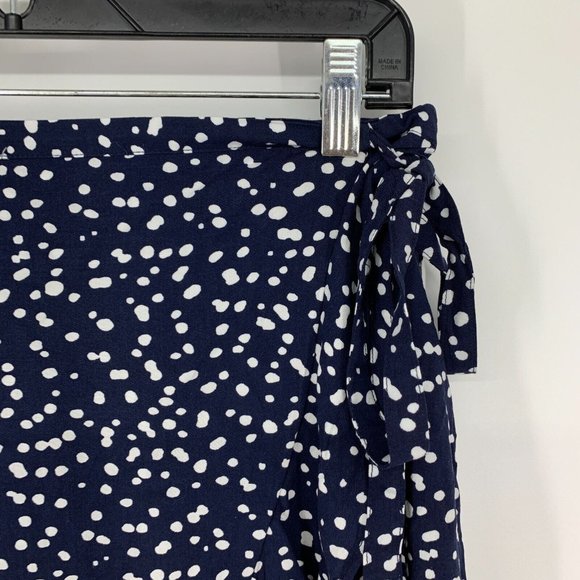 J.Crew Skirt Faux Wrap Mini Blue White Polka Dot Ruffle - Picture 3 of 9